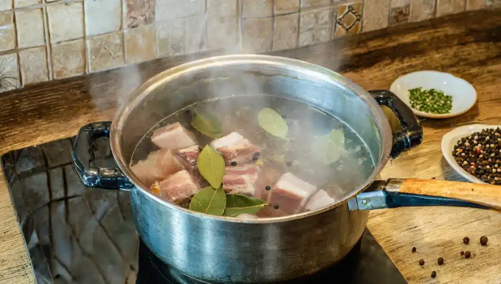 Do you boil pork belly before frying