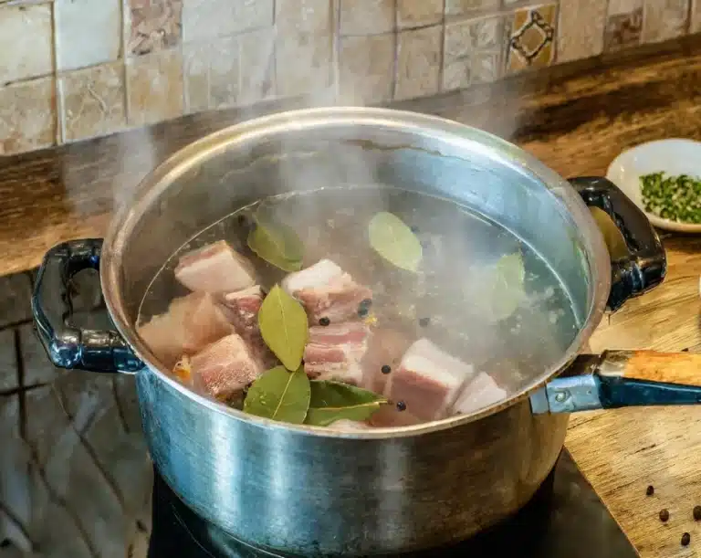 Do you boil pork belly before frying?