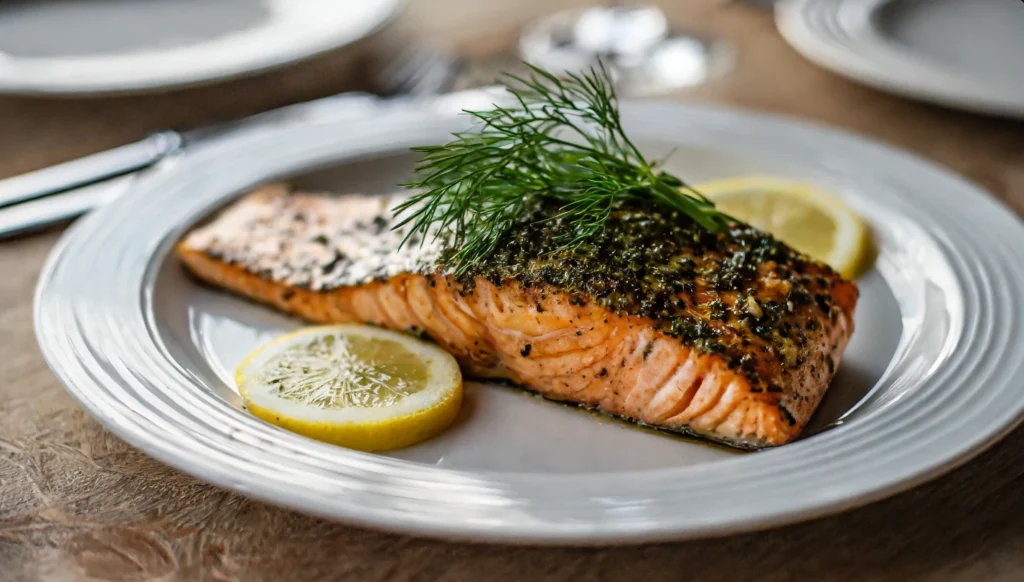 salmon with a herb crust